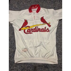 858 VOmax St Louis Cardinals MLB Cycling Jersey Mens Sm White Red Birds on Bat
